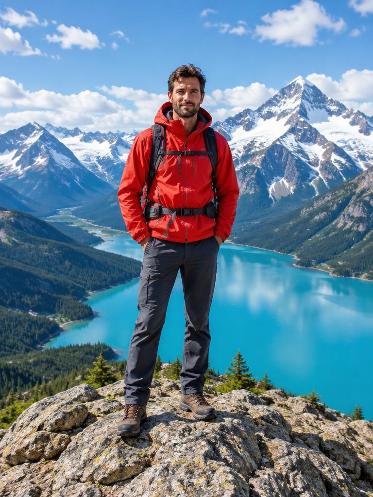 Imagem conceitual de um explorador nas montanhas